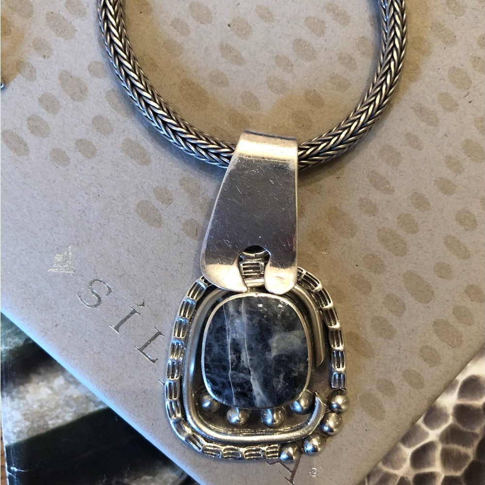 Silpada Sterling Silver Genuine Sodalite Pendant on Silpada Omega Chain